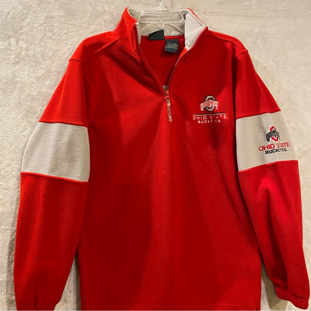 Ohio State Shirt Men’s Small Red Gray Embroidered 1/4 Zip Spellout